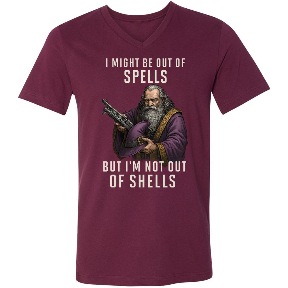 Not Out Of Shells Unisex V-Neck T-Shirt - Maroon - 6