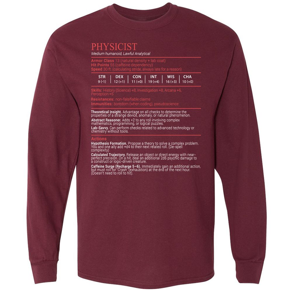 Physicist Stats Block - Maroon - 6