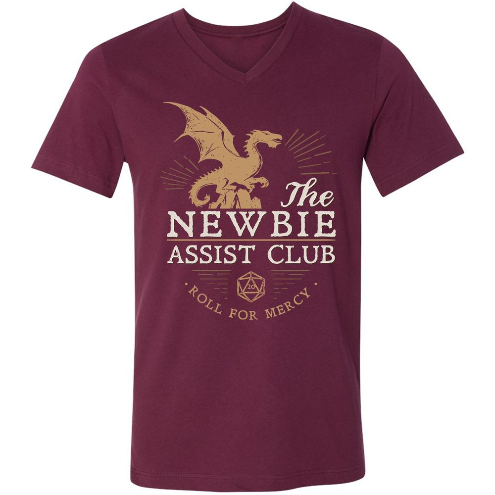 The Newbie Assist Club Unisex V-Neck T-Shirt - Maroon - 6