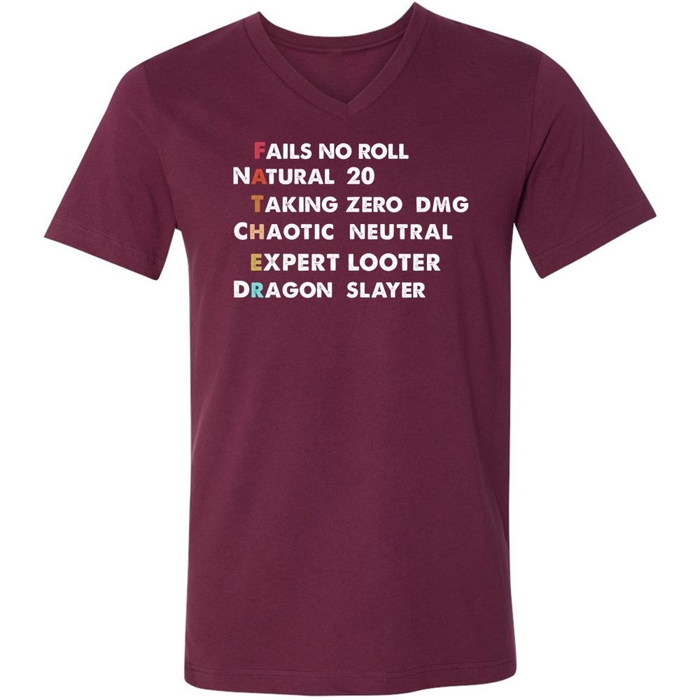 Father D&D Unisex V-Neck T-Shirt - Maroon - 6