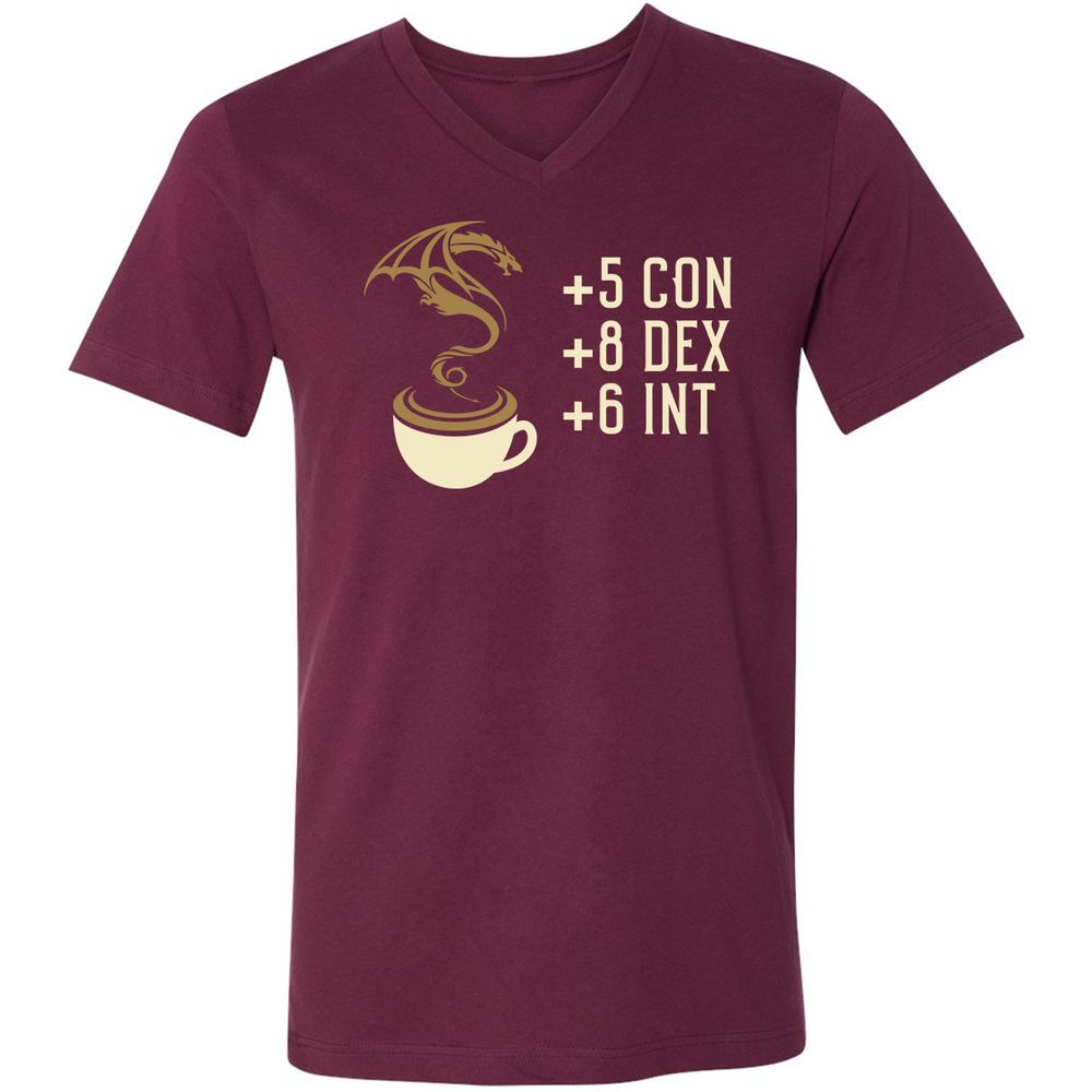 Coffee Dragon Unisex V-Neck T-Shirt - Maroon - 6