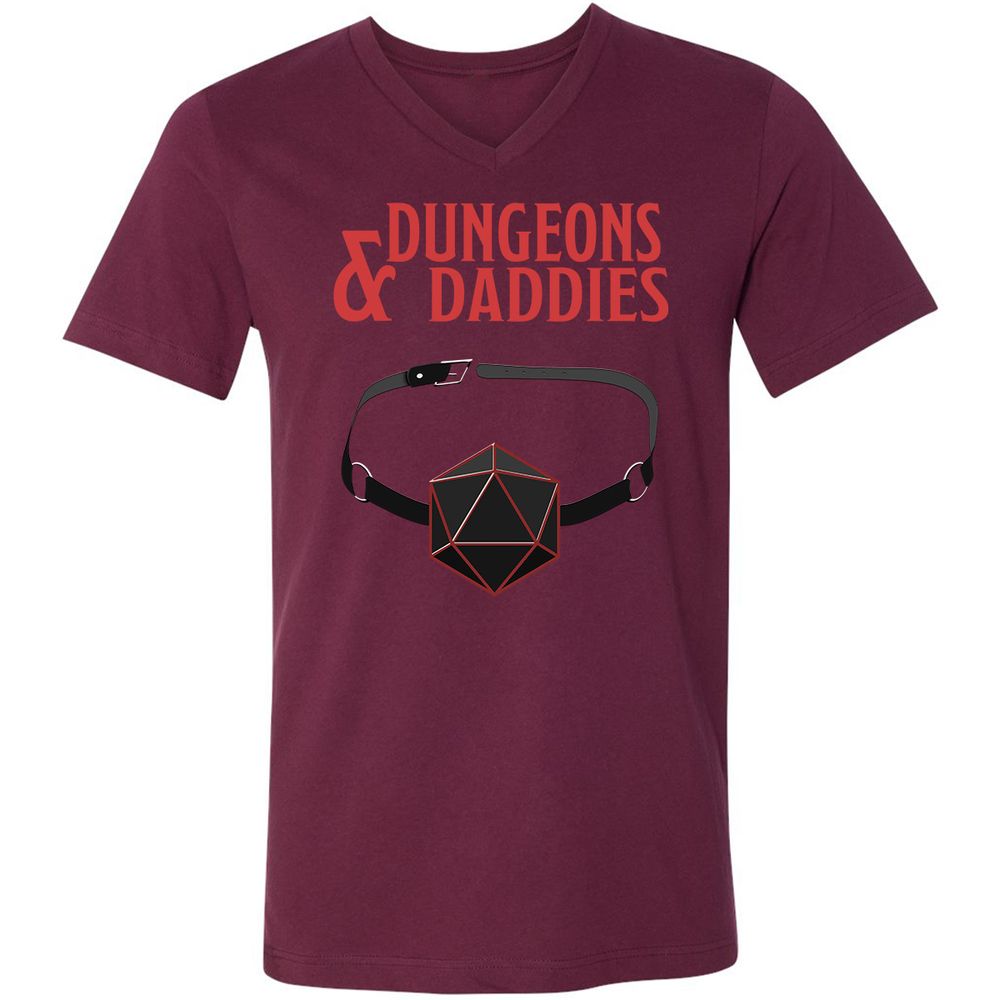 Dungeons And Daddies Unisex V-Neck T-Shirt - Maroon - 6