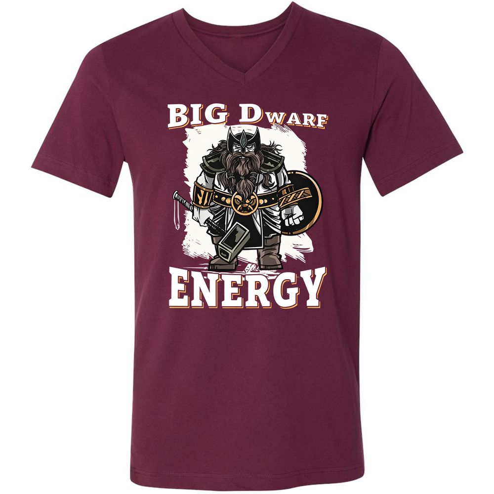 Big Dwarf Energy Unisex V-Neck T-Shirt - Maroon - 6