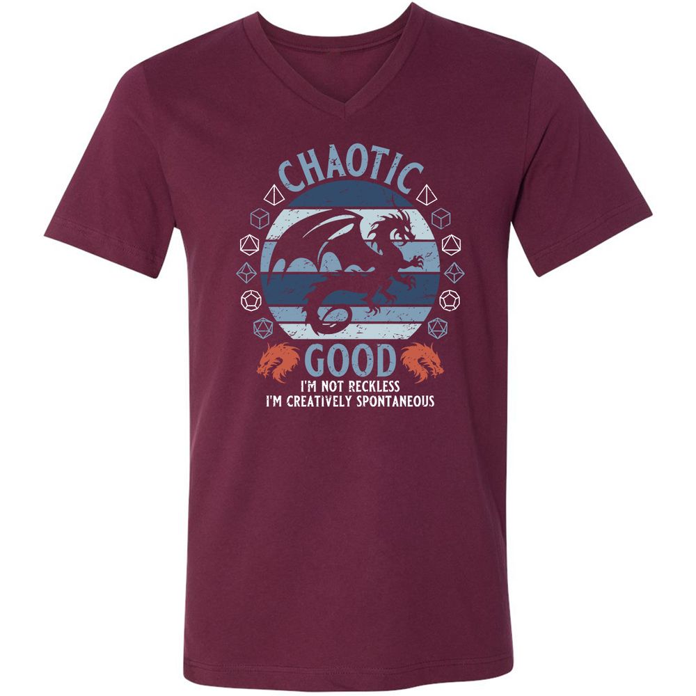 Chaotic Good 2 Unisex V-Neck T-Shirt - Maroon - 6