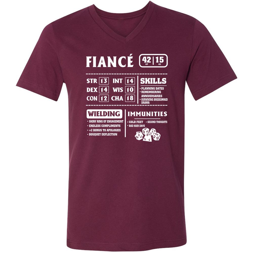 Fiance Stats Unisex V-Neck T-Shirt - Maroon - 6