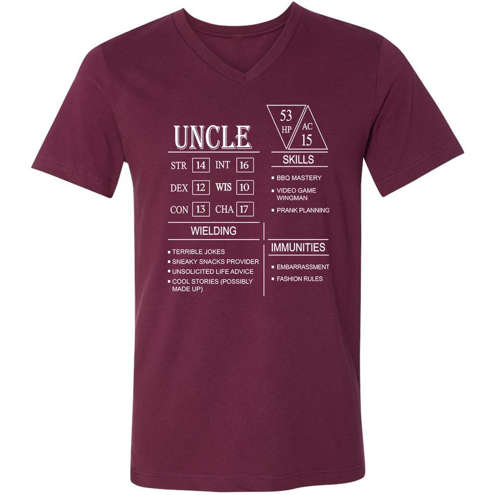 Uncle Stats Unisex V-Neck T-Shirt - Maroon - 6