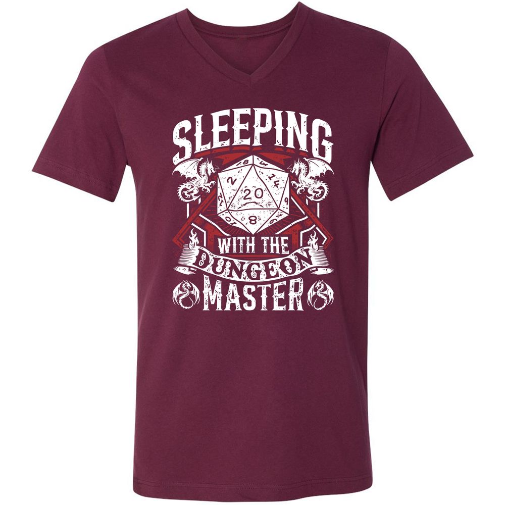 Sleeping With The DM Unisex V-Neck T-Shirt - Maroon - 6