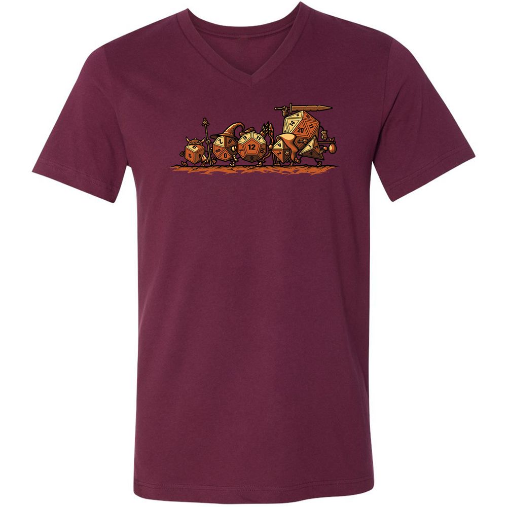 Fellowship Of The Dices Unisex V-Neck T-Shirt - Maroon - 6
