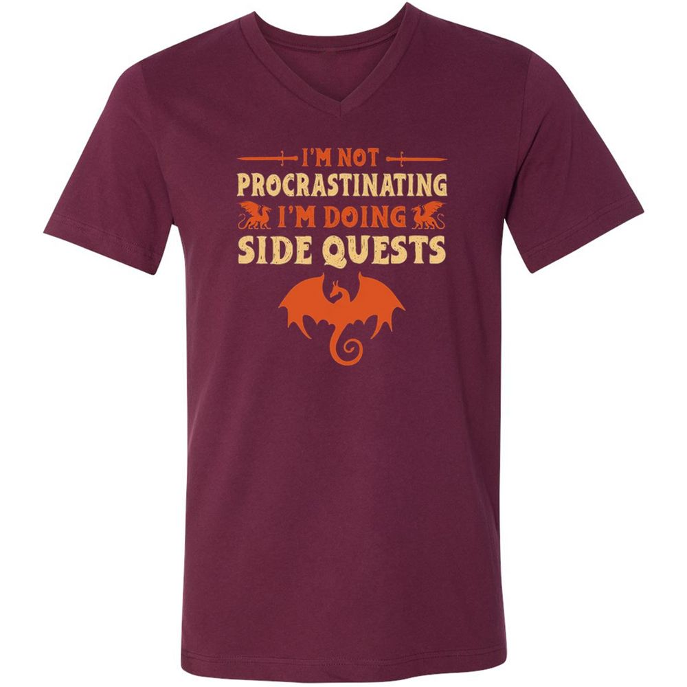I'm Doing Side Quests Unisex V-Neck T-Shirt - Maroon - 6