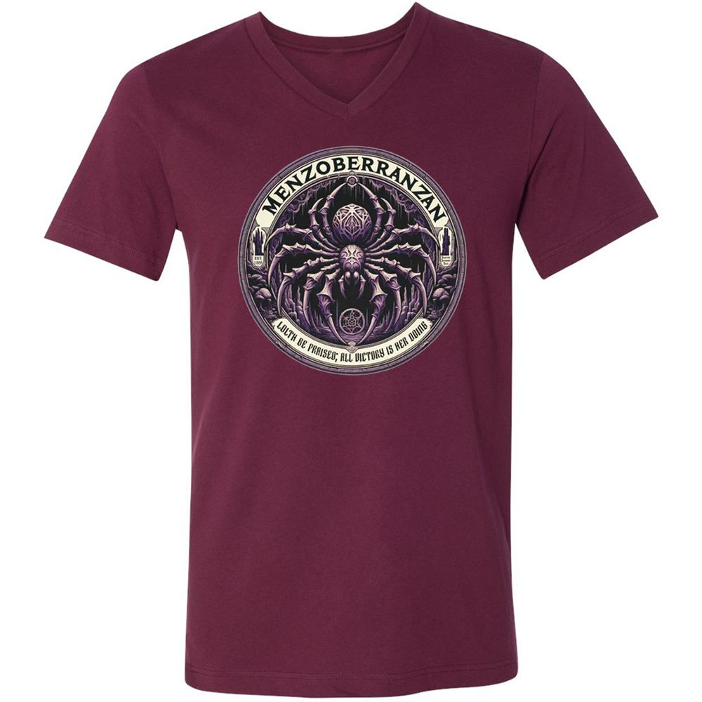 Menzoberranzan Lolth Be Praised Unisex V-Neck T-Shirt - Maroon - 6