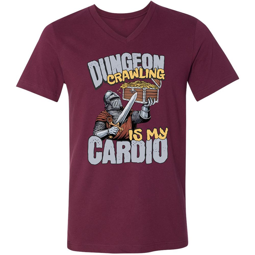 Dungeon Crawling Is My Cardio Unisex V-Neck T-Shirt - Maroon - 6