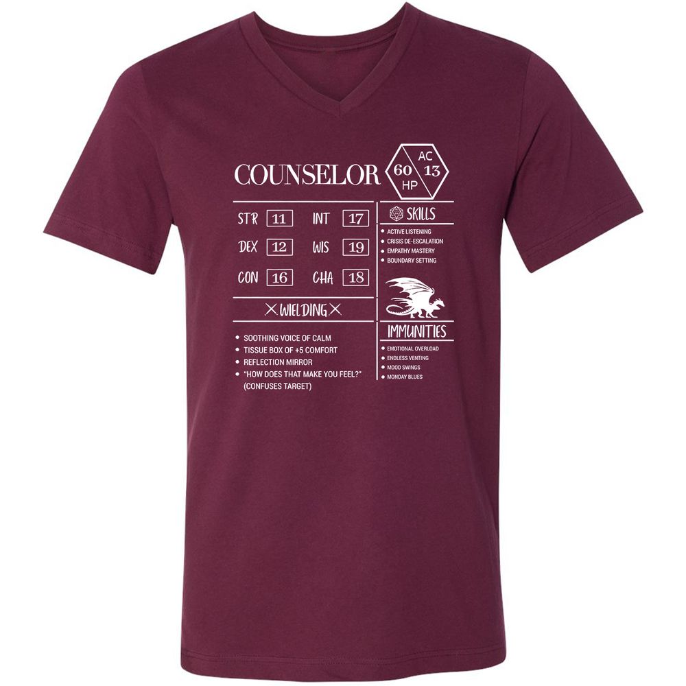 Counselor New Unisex V-Neck T-Shirt - Maroon - 6