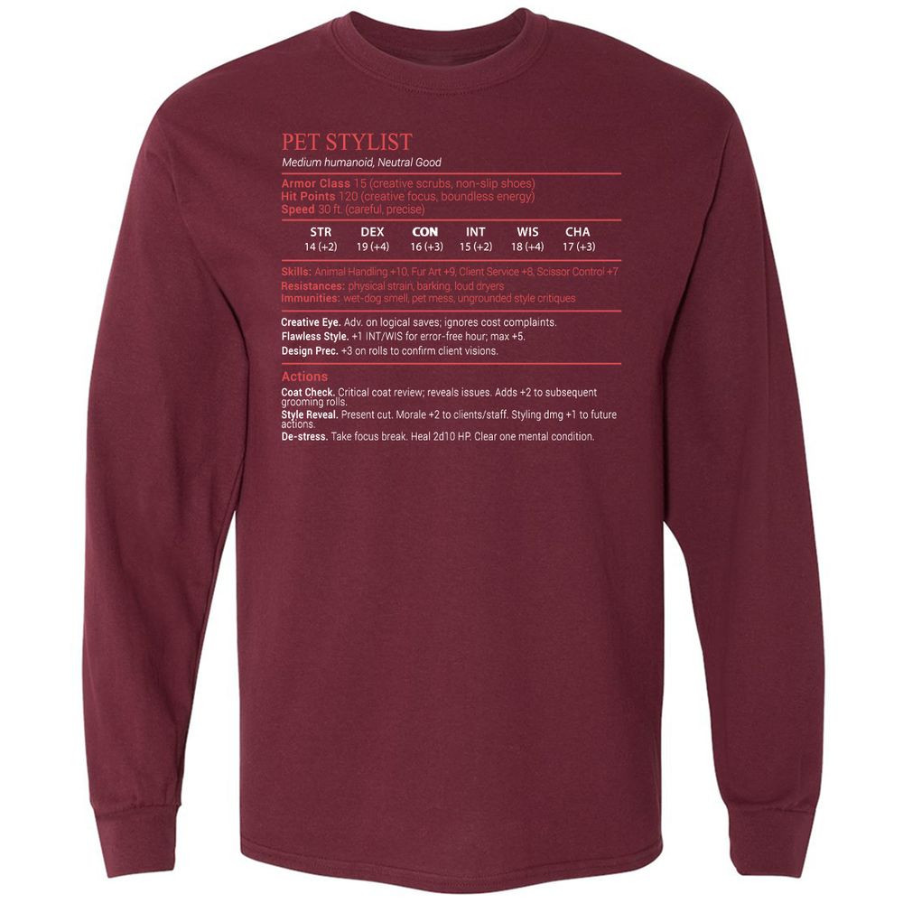 Pet Stylist Stats Block - Maroon - 6