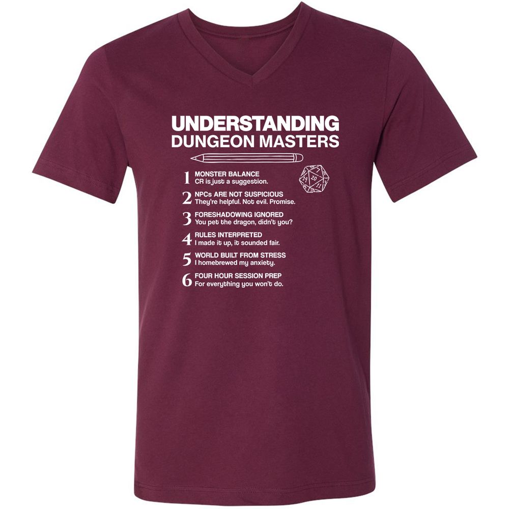 Understanding Dungeon Masters Unisex V-Neck T-Shirt - Maroon - 6
