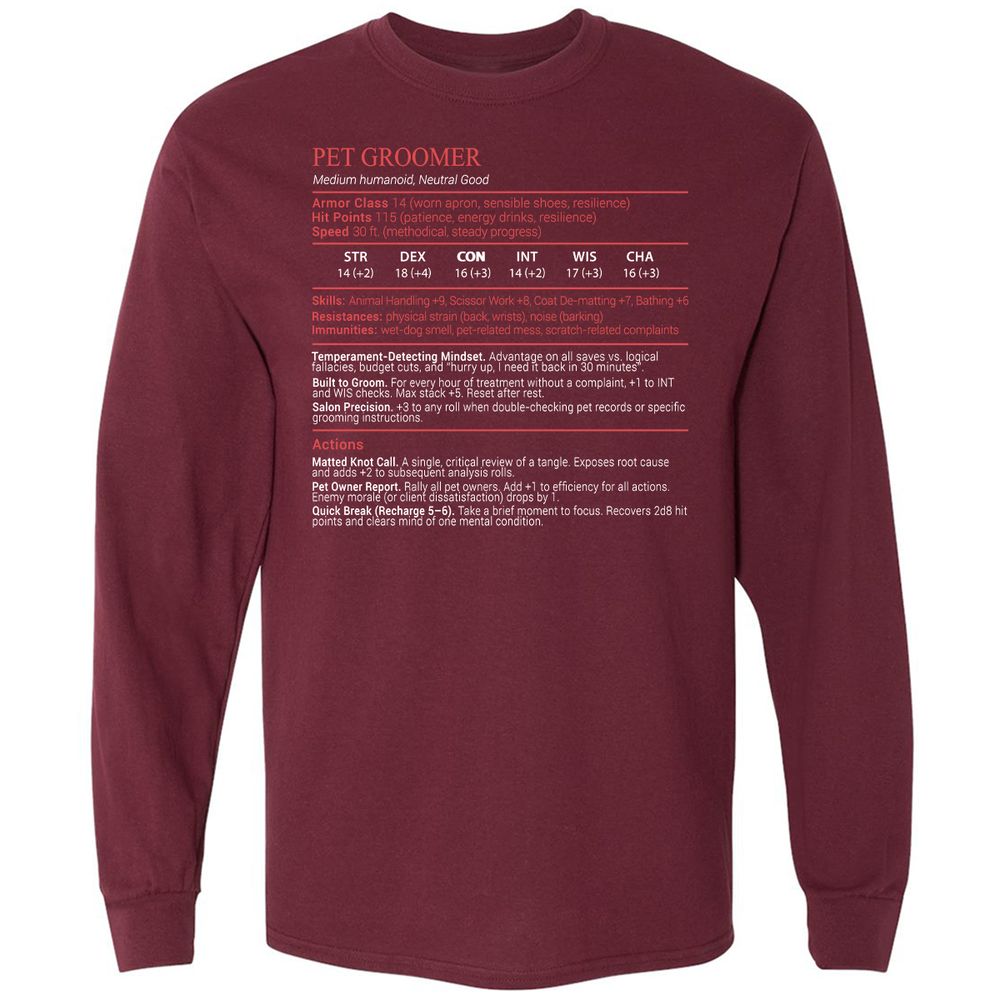 Pet Groomer Stats Block - Maroon - 6