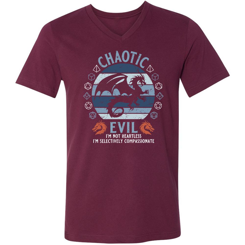 Chaotic Evil 2 Unisex V-Neck T-Shirt - Maroon - 6