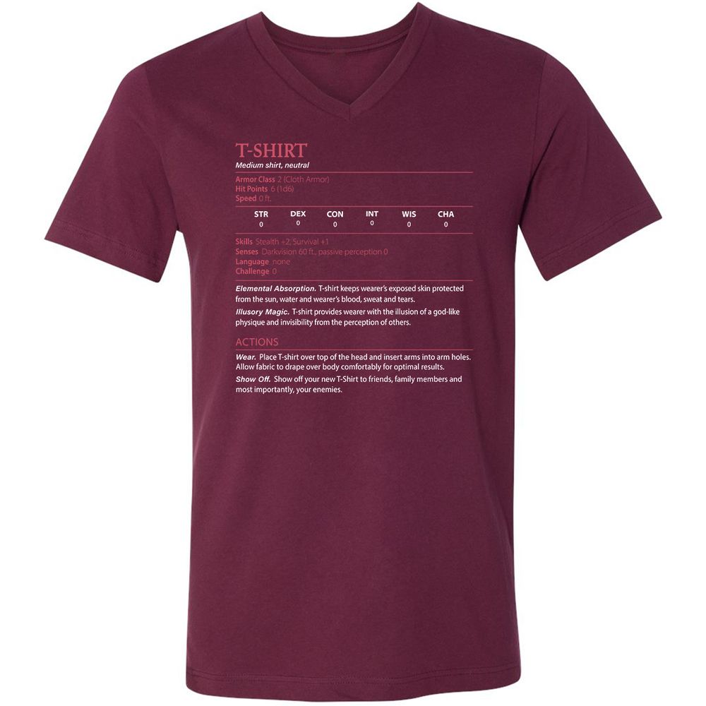 T-Shirt Unisex V-Neck T-Shirt - Maroon - 6
