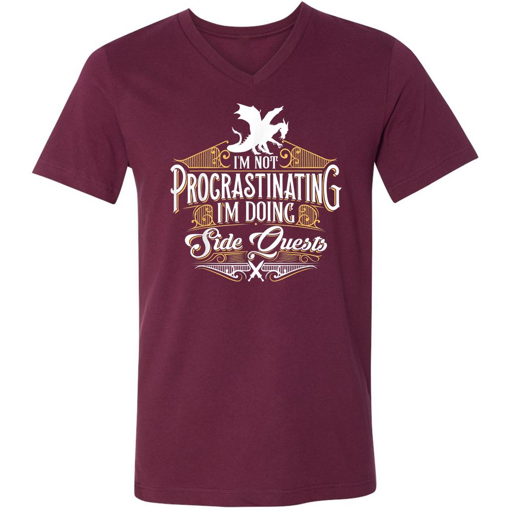 I'm Doing Side Quests Unisex V-Neck T-Shirt - Maroon - 6
