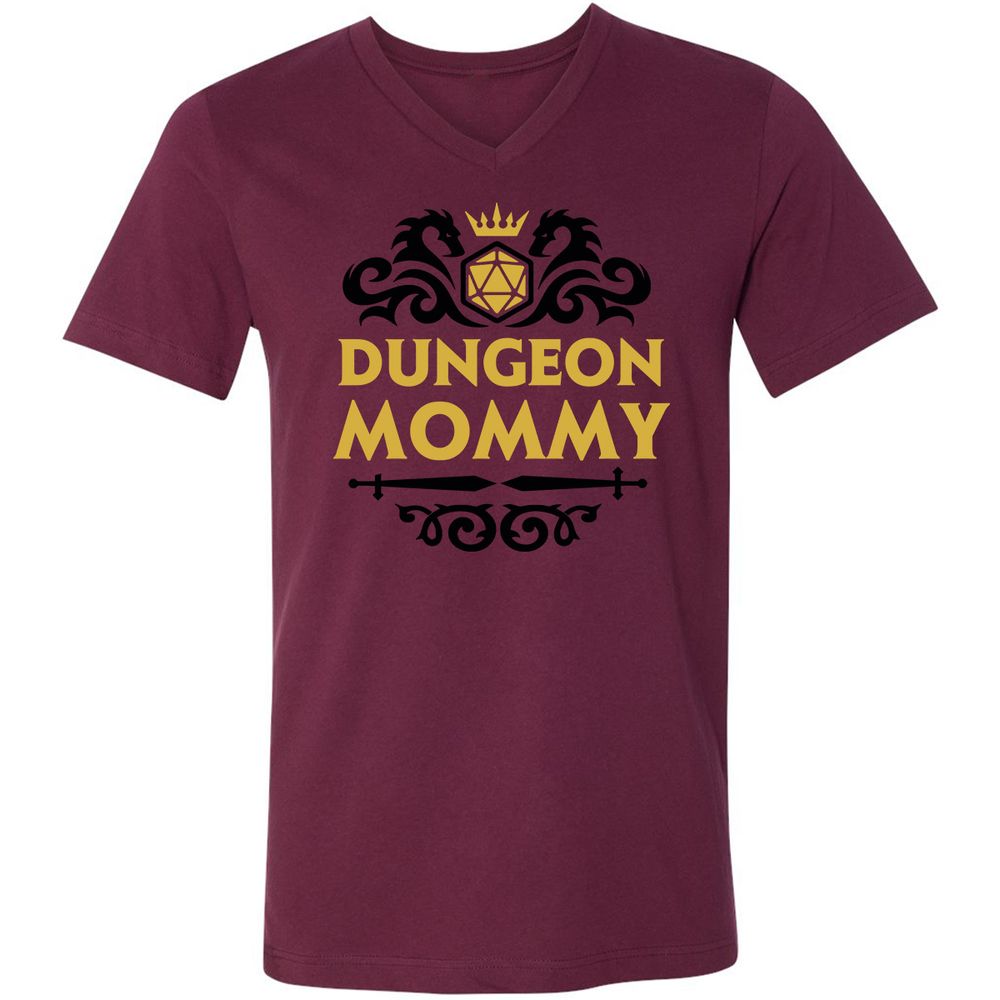 Dungeon Mommy Unisex V-Neck T-Shirt - Maroon - 6