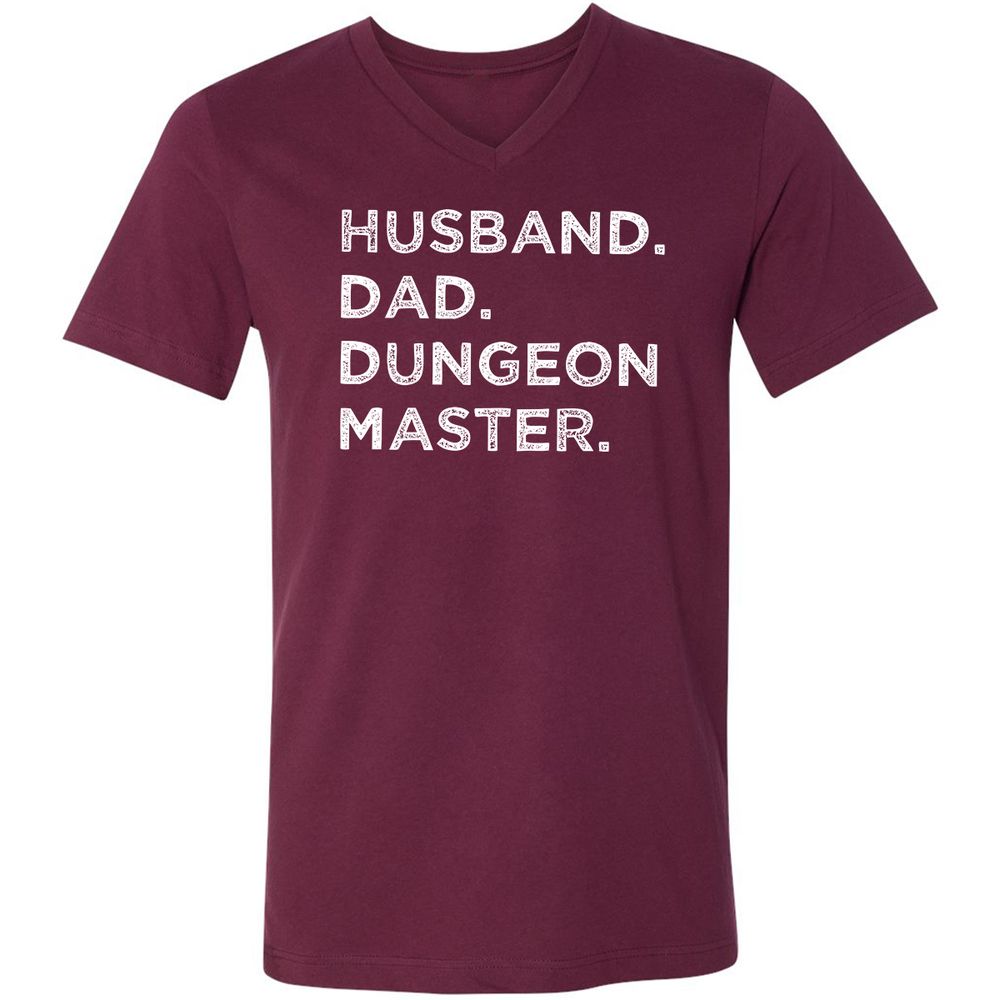 Husband Dad Dungeon Master Unisex V-Neck T-Shirt - Maroon - 6