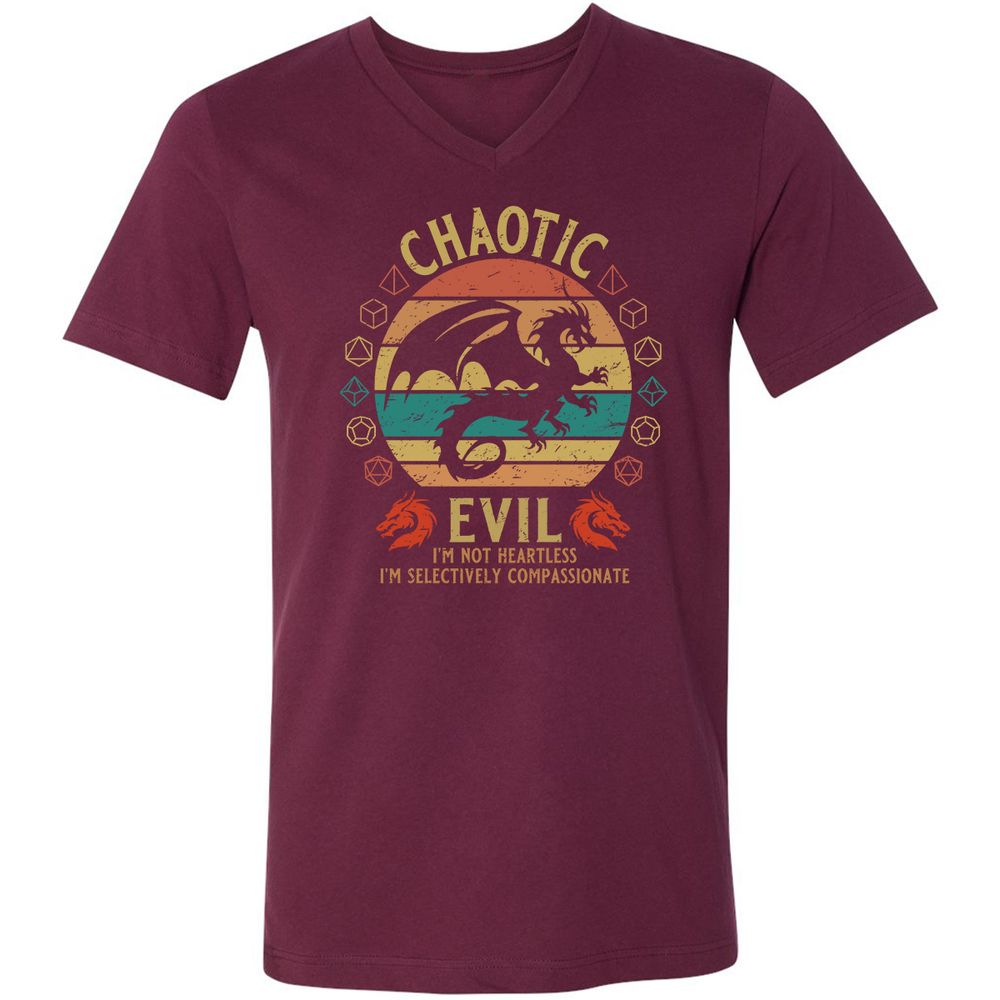 Chaotic Evil Unisex V-Neck T-Shirt - Maroon - 6