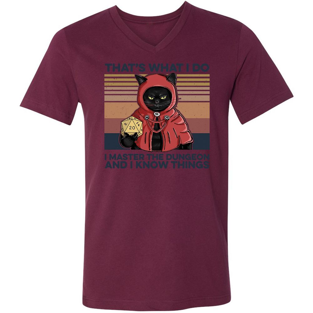 I Master The Dungeons Unisex V-Neck T-Shirt - Maroon - 6
