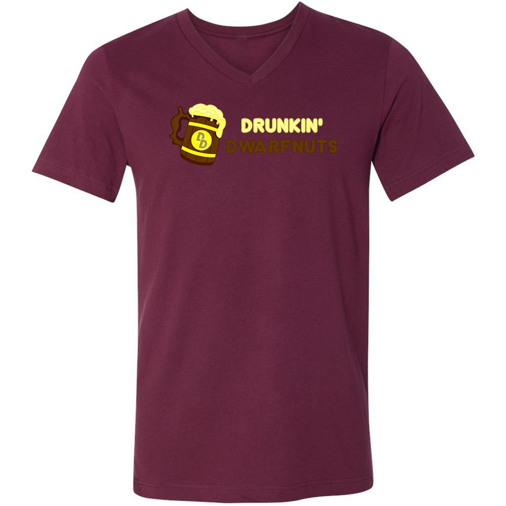 Drunkin' Dwartnuts Unisex V-Neck T-Shirt - Maroon - 6