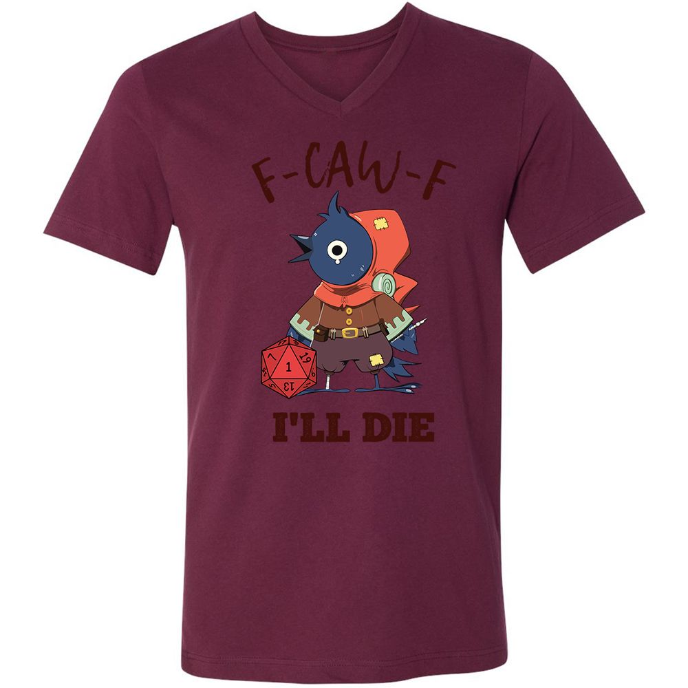 Unisex V-Neck T-Shirt - White - Maroon - 6