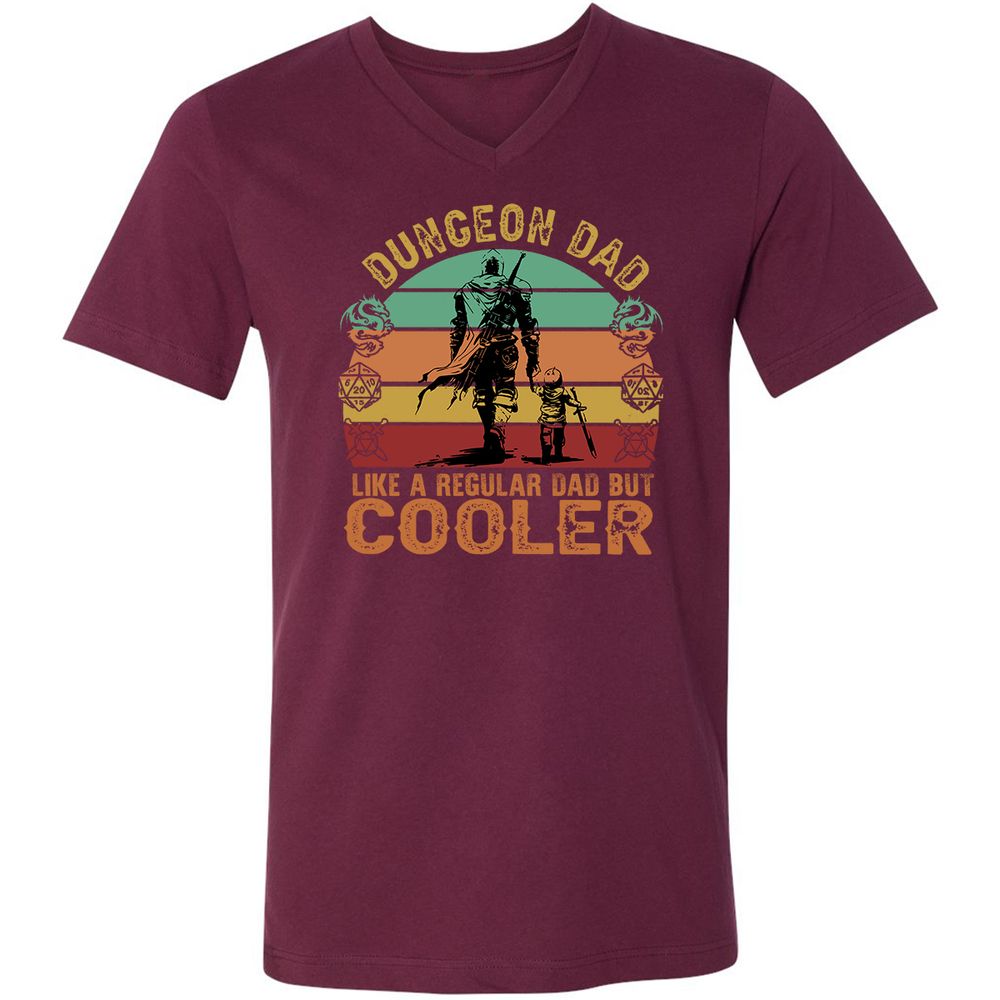 Dungeon Dad Like A Regular Dad Unisex V-Neck T-Shirt - Maroon - 6