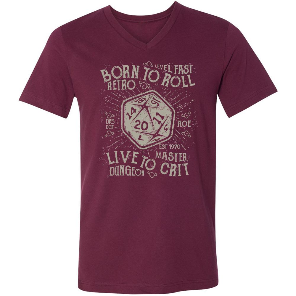 Born To Roll Live To Crit Unisex V-Neck T-Shirt - Maroon - 6