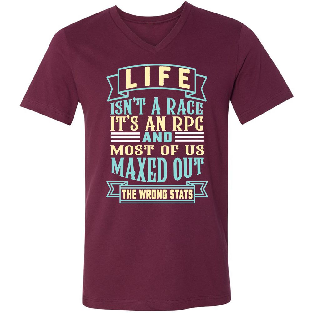 Life Is A RPG Unisex V-Neck T-Shirt - Maroon - 6