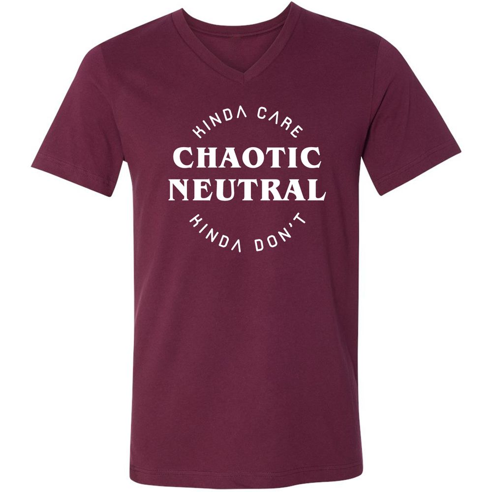Chaotic Neutral Unisex V-Neck T-Shirt - Maroon - 6