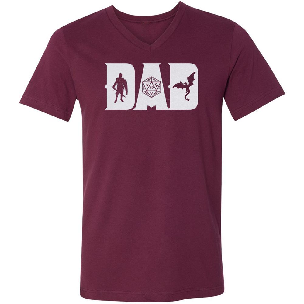 Dad Fathers Day Unisex V-Neck T-Shirt - Maroon - 6