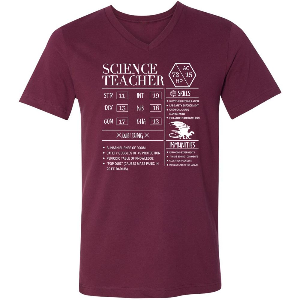 Science Teacher New Unisex V-Neck T-Shirt - Maroon - 6