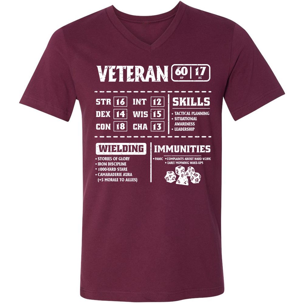Veteran New Ver. Unisex V-Neck T-Shirt - Maroon - 6