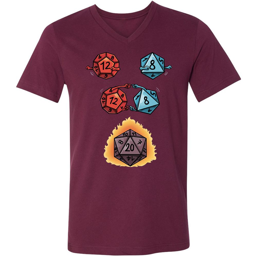Dice Fusion RPG Unisex V-Neck T-Shirt - Maroon - 6