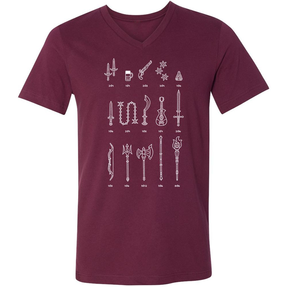 Damage Dealer RPG Unisex V-Neck T-Shirt - Maroon - 6
