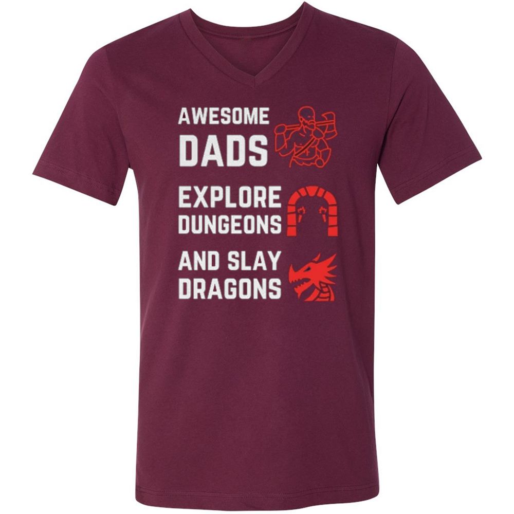 Awesome Dad Fathers Day Unisex V-Neck T-Shirt - Maroon - 6