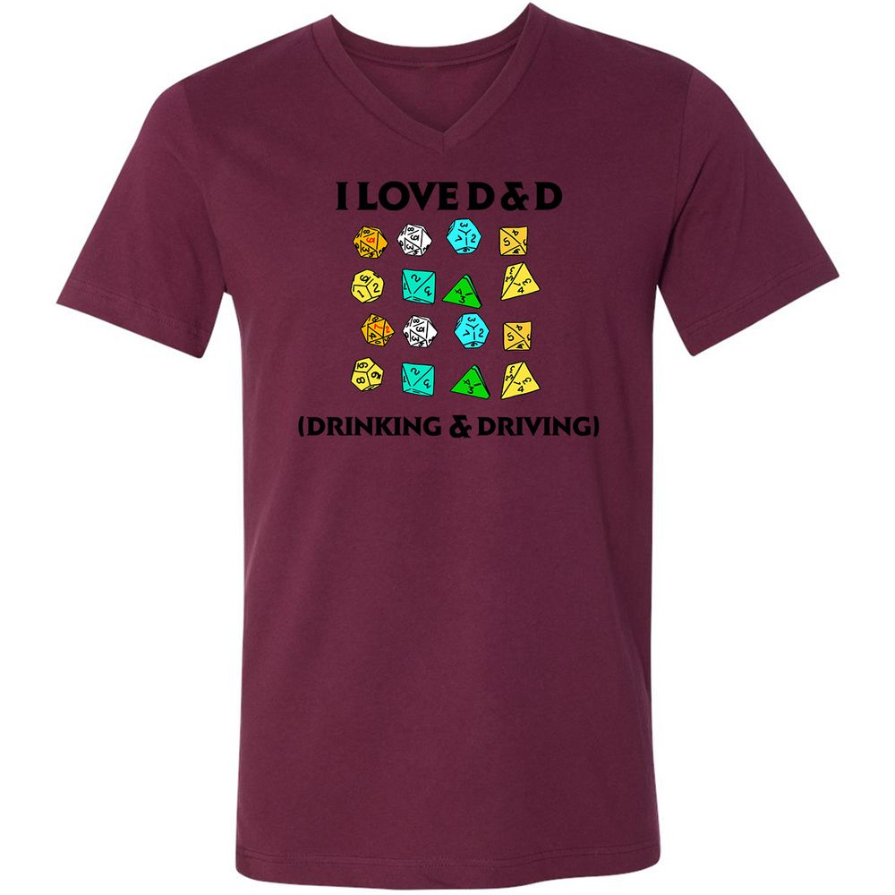 Drinking & Driving Unisex V-Neck T-Shirt - Maroon - 6