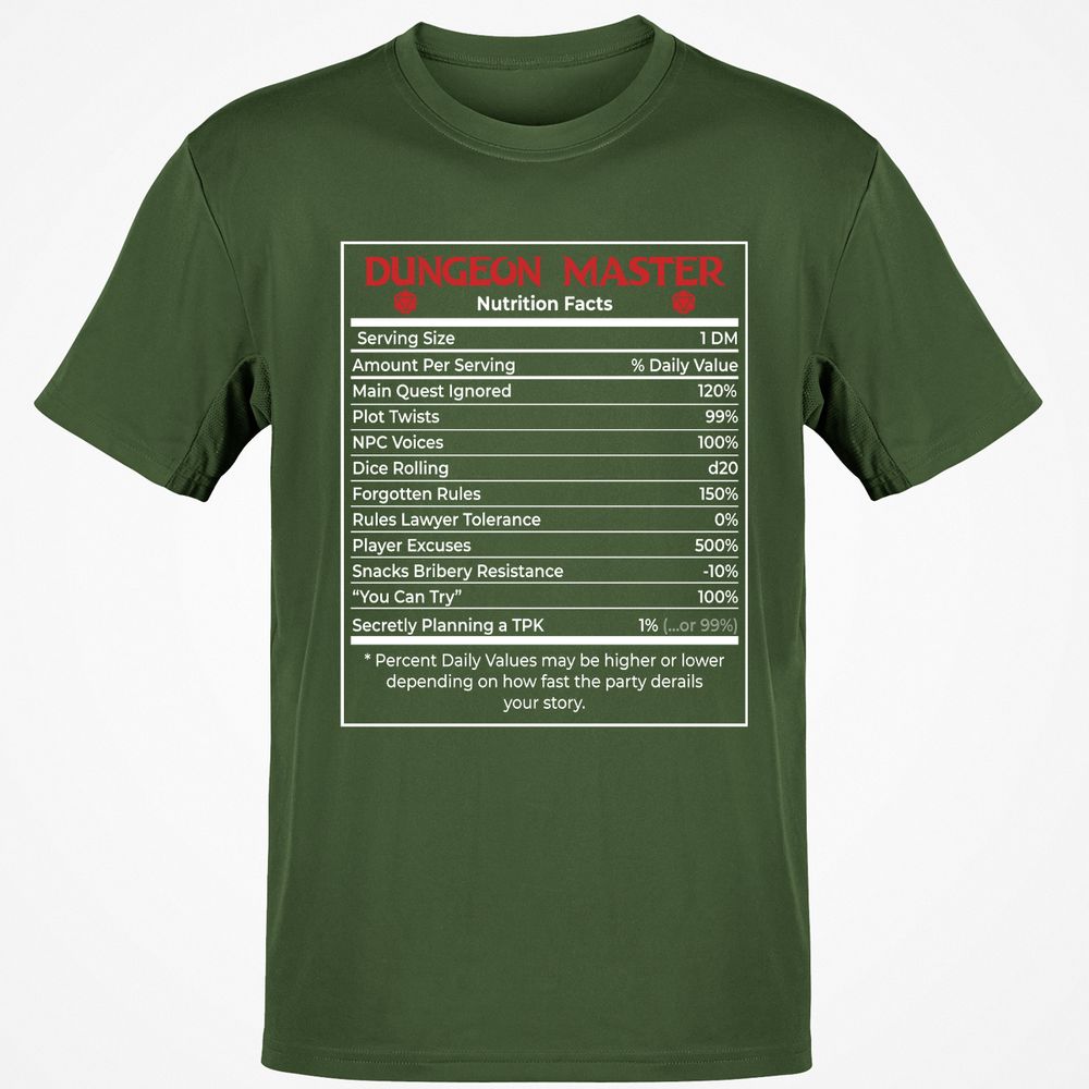 Dungeon Master Nutrition Facts Classic Unisex T-Shirt - Military Green - 6