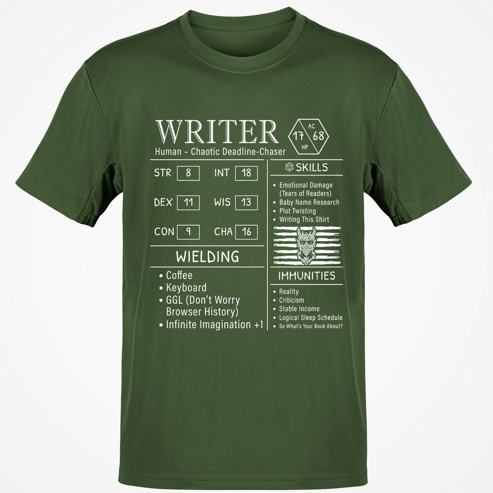 Writer Stats New Classic Unisex T-Shirt - Military Green - 6