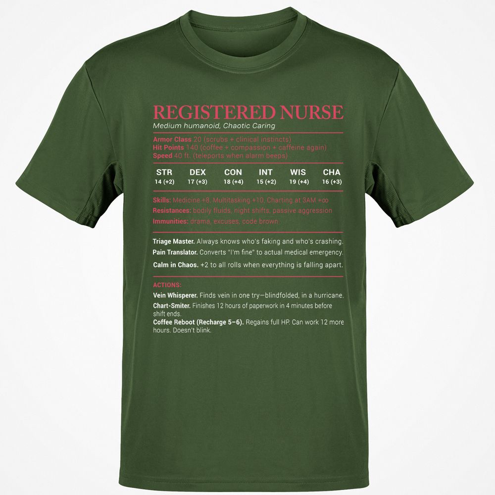 Registered Nurse Stats Classic Unisex T-Shirt - Military Green - 6