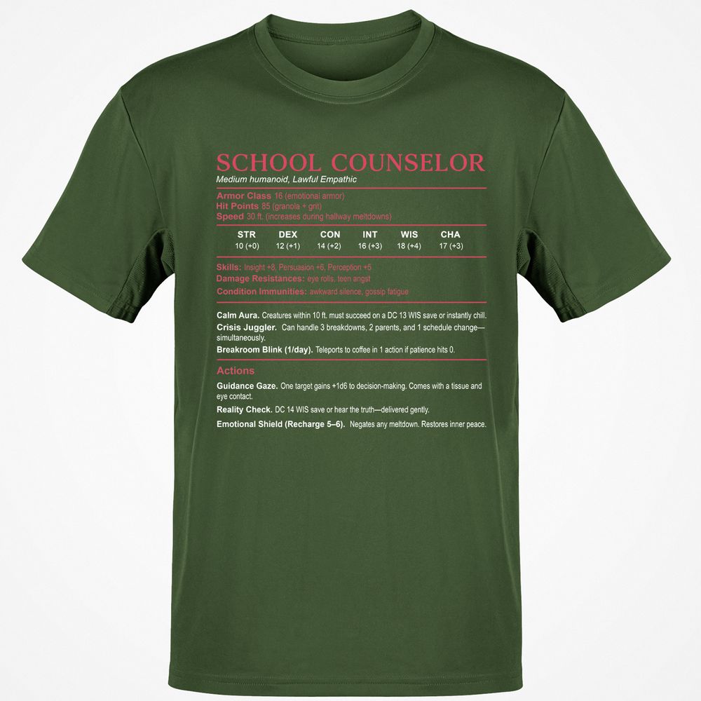 School Counselor Stats Classic Unisex T-Shirt - Military Green - 6
