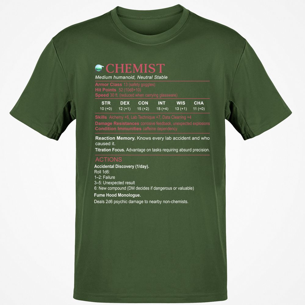 Chemist Stats Classic Unisex T-Shirt - Military Green - 6