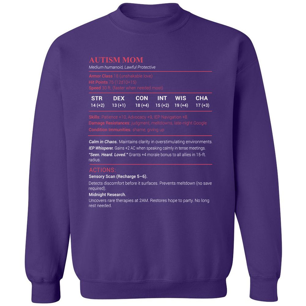 Autism Mom Stats Classic Unisex Sweatshirt - Purple - 6