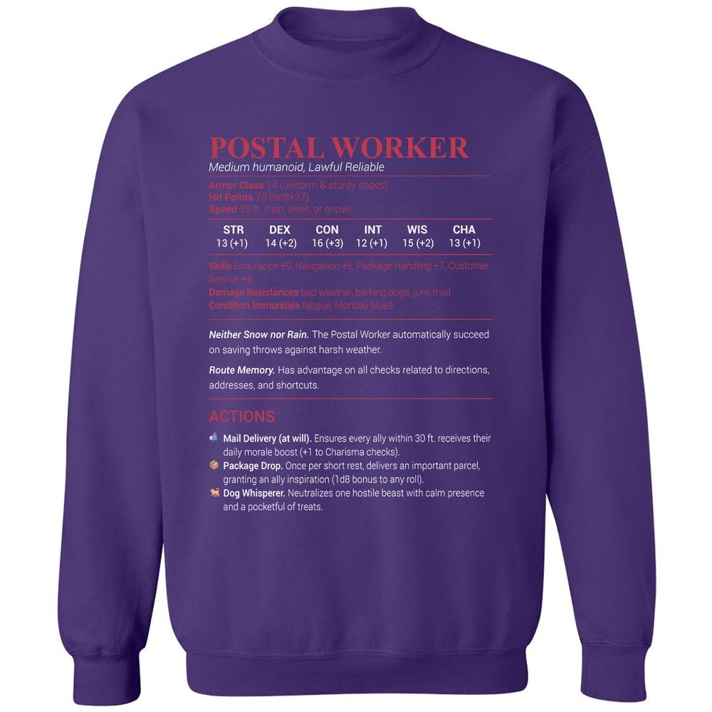 Postal Worker Classic Unisex Sweatshirt - Purple - 6