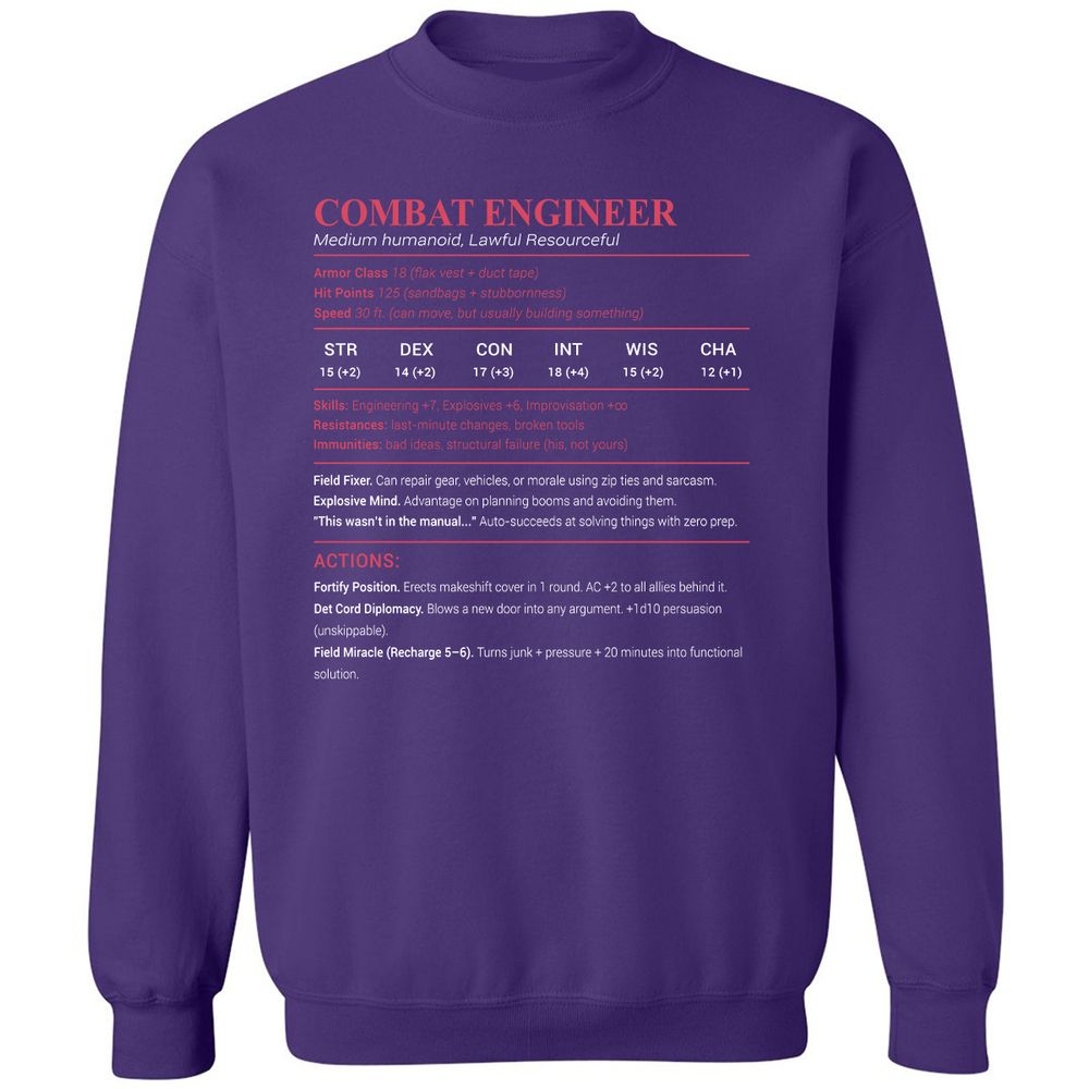 Combat Engineer Classic Unisex Sweatshirt - Purple - 6