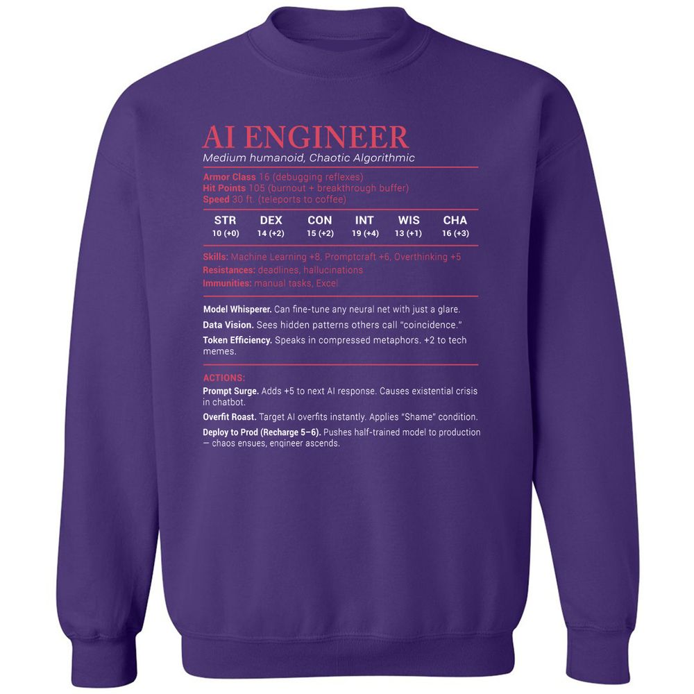 AI Engineer Stats Classic Unisex Sweatshirt - Purple - 6