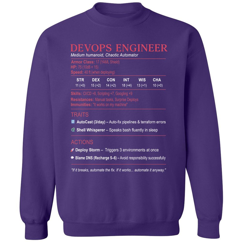 DevOps Engineer Stats Classic Unisex Sweatshirt - Purple - 6