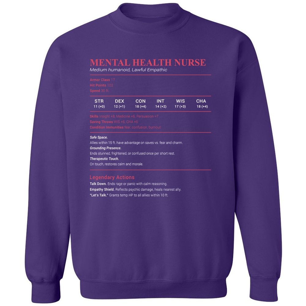 Mental Health Nurse Stats Classic Unisex Sweatshirt - Purple - 6